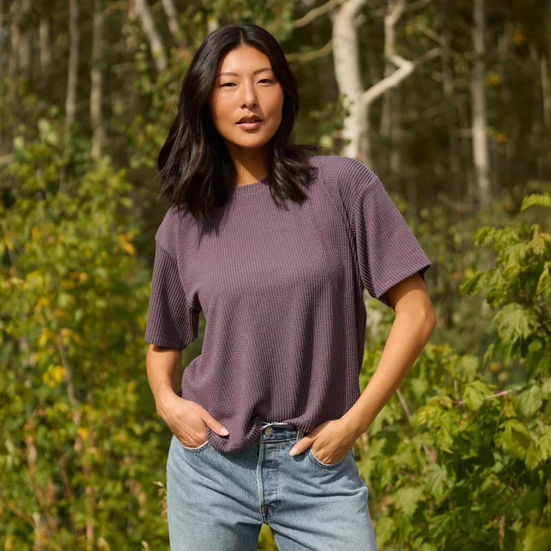 Perfect Oversized Ribbed Tee, Eggplant sold by Albion