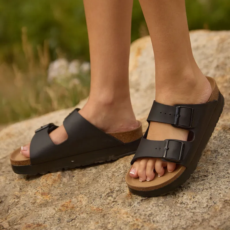 Birkenstock Arizona Flex Platform Birko-Flor-Black sold by Albion