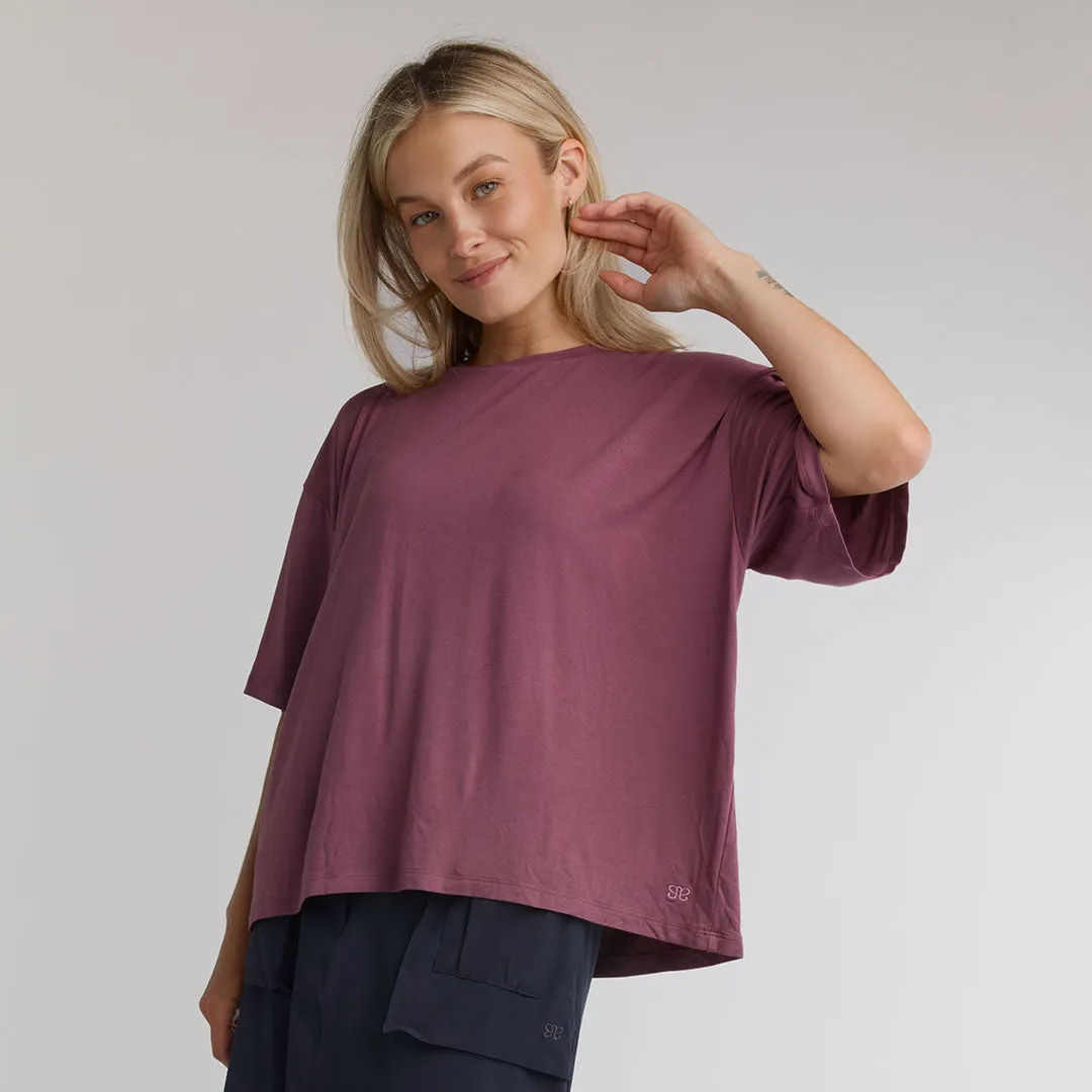 Perfect Oversized Bamboo Tee, Plum sold by Albion