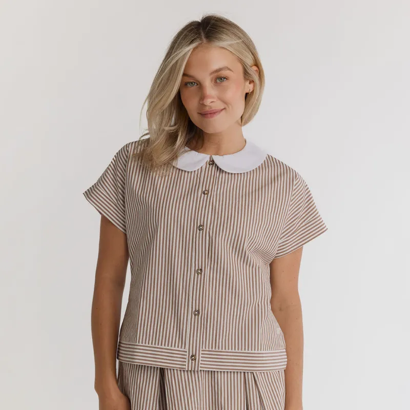 The Wendy Top, Brown Stripe sold by Albion