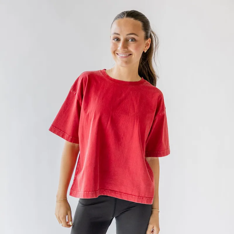 Perfect Oversized Cotton Tee, Red sold by Albion