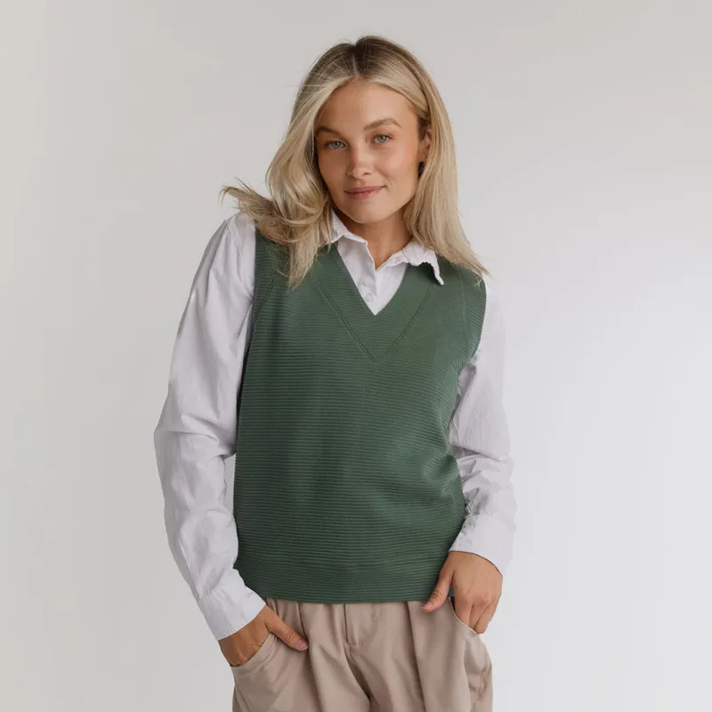 Atlas Ribbed Vest, Green sold by Albion
