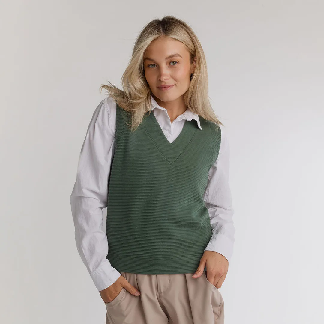 Atlas Ribbed Vest, Green sold by Albion