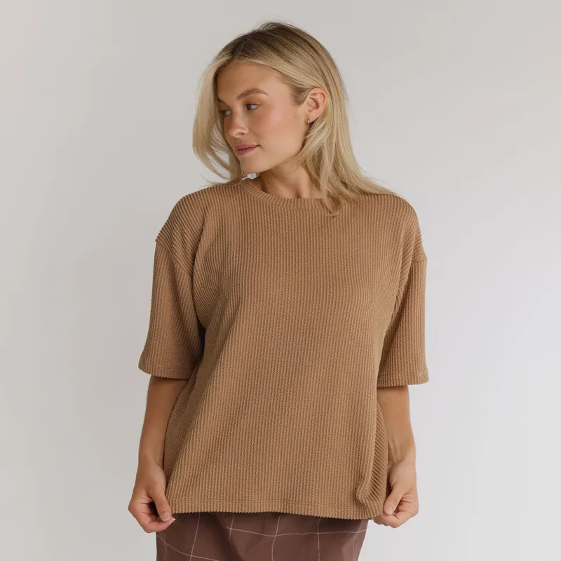 Perfect Oversized Ribbed Tee, Mocha made by Albion
