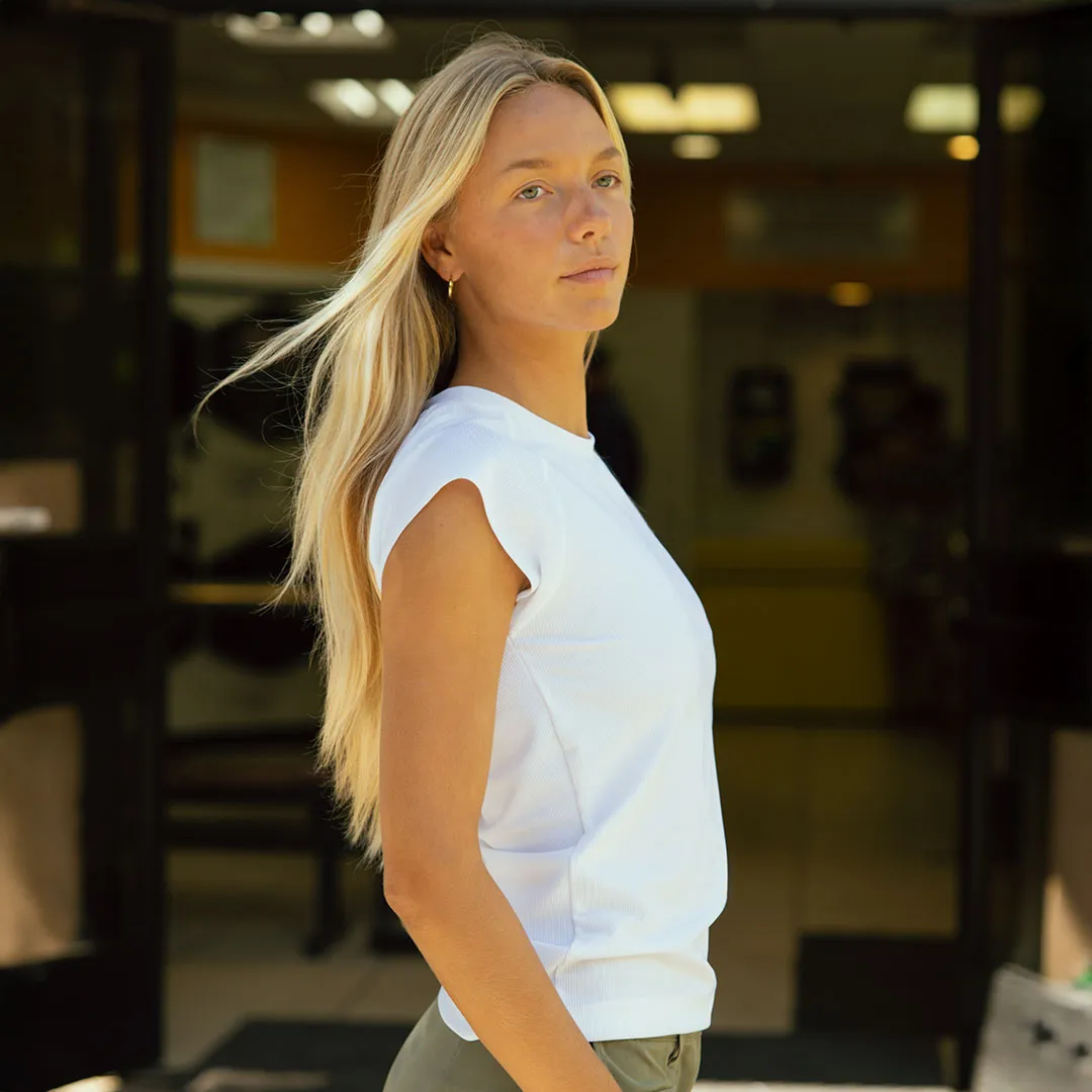 Cap Sleeve Ribbed Tee, White sold by Albion product image thumbnail 4