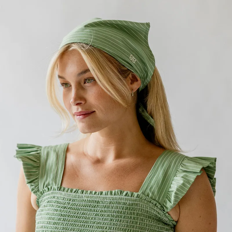 Bandana, Green and White Stripe sold by Albion