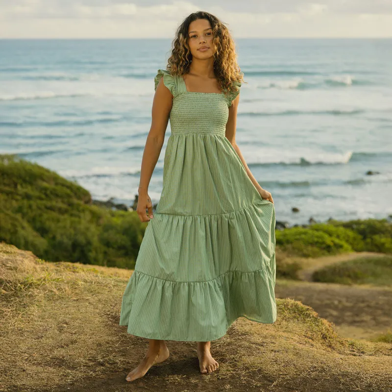 Verse Dress, Green and White Stripe sold by Albion