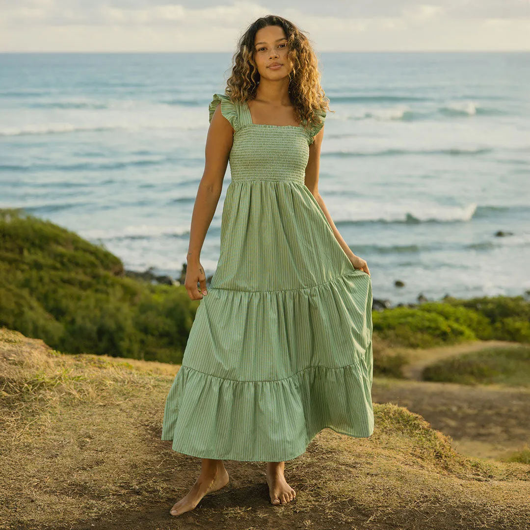 Verse Dress, Green and White Stripe sold by Albion