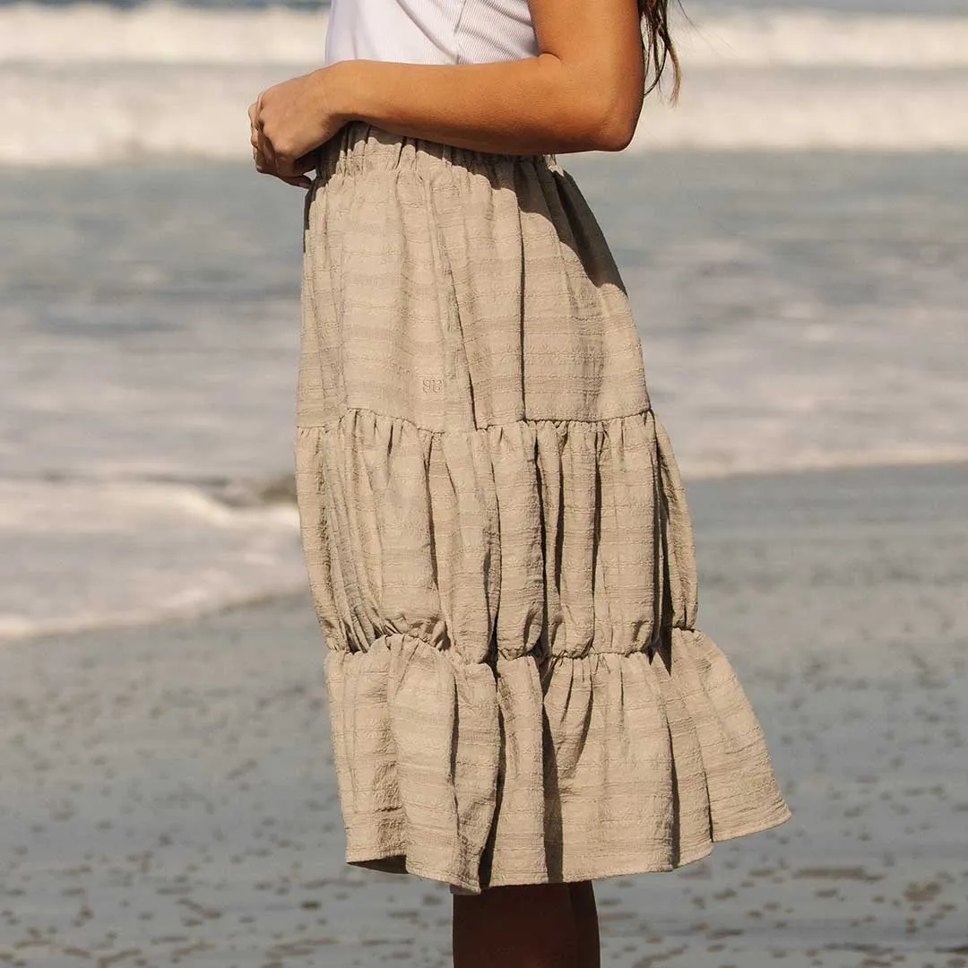 Short Tiered Skirt, Dune sold by Albion