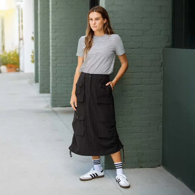Maxi Cargo Skirt, Black sold by Albion