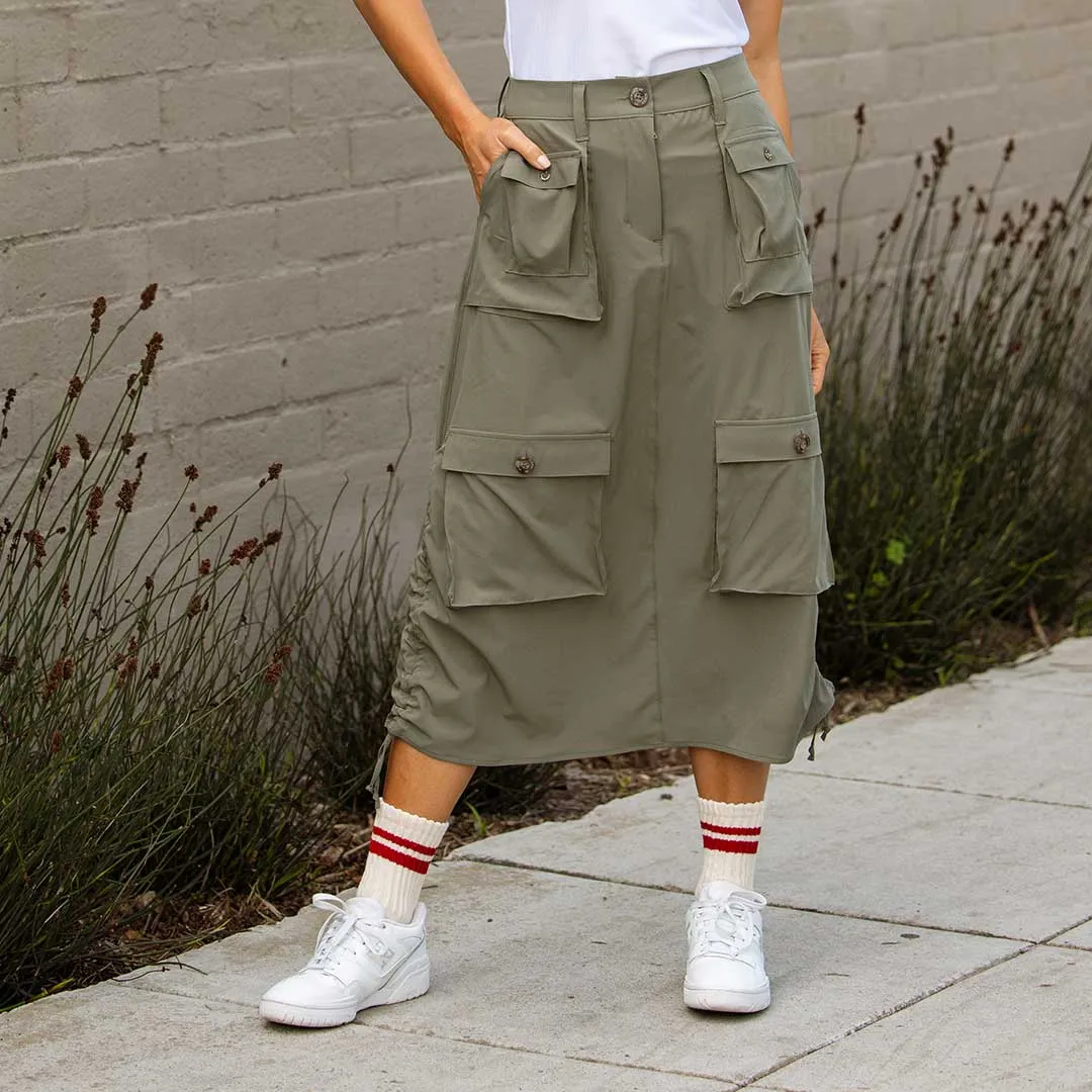 Maxi Cargo Skirt, Olive sold by Albion product image thumbnail 5