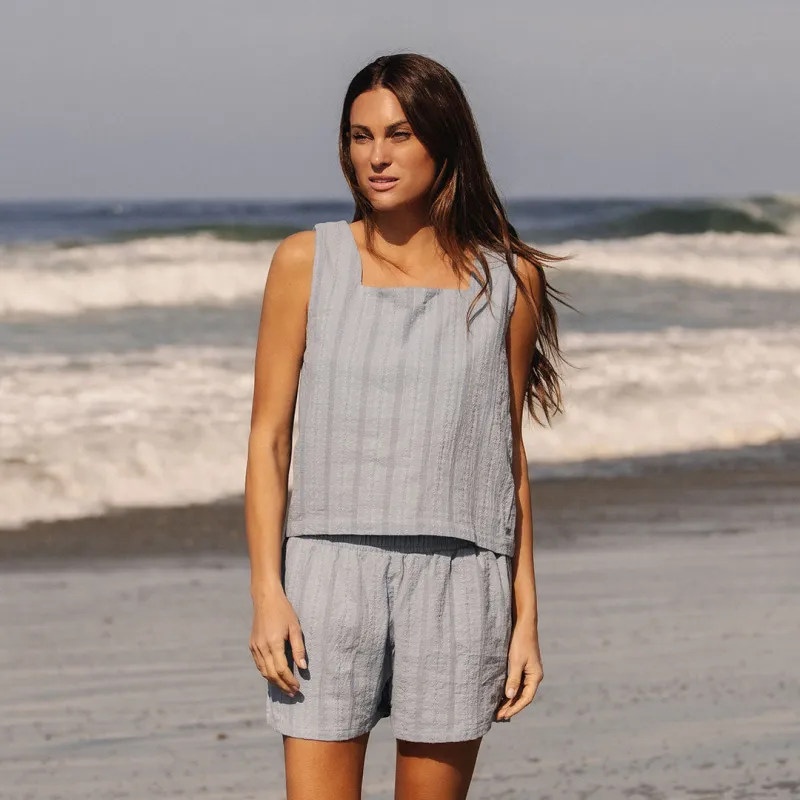 Eyelet Tank, Dusk Blue made by Albion