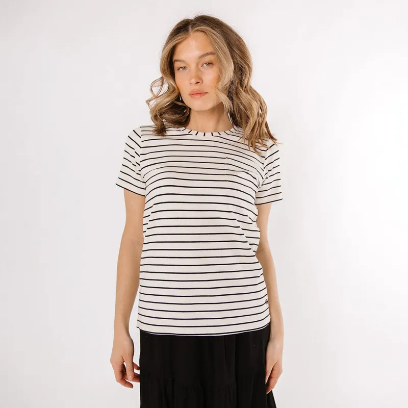 Basic Tee, Black Venice Stripe sold by Albion