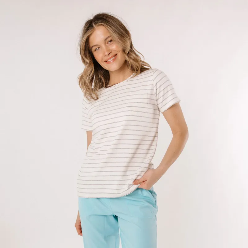 Basic Tee, Grey Venice Stripe sold by Albion