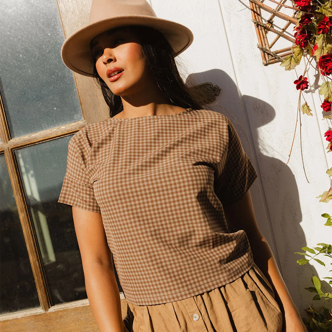 Boss Tee, Cinnamon Check sold by Albion