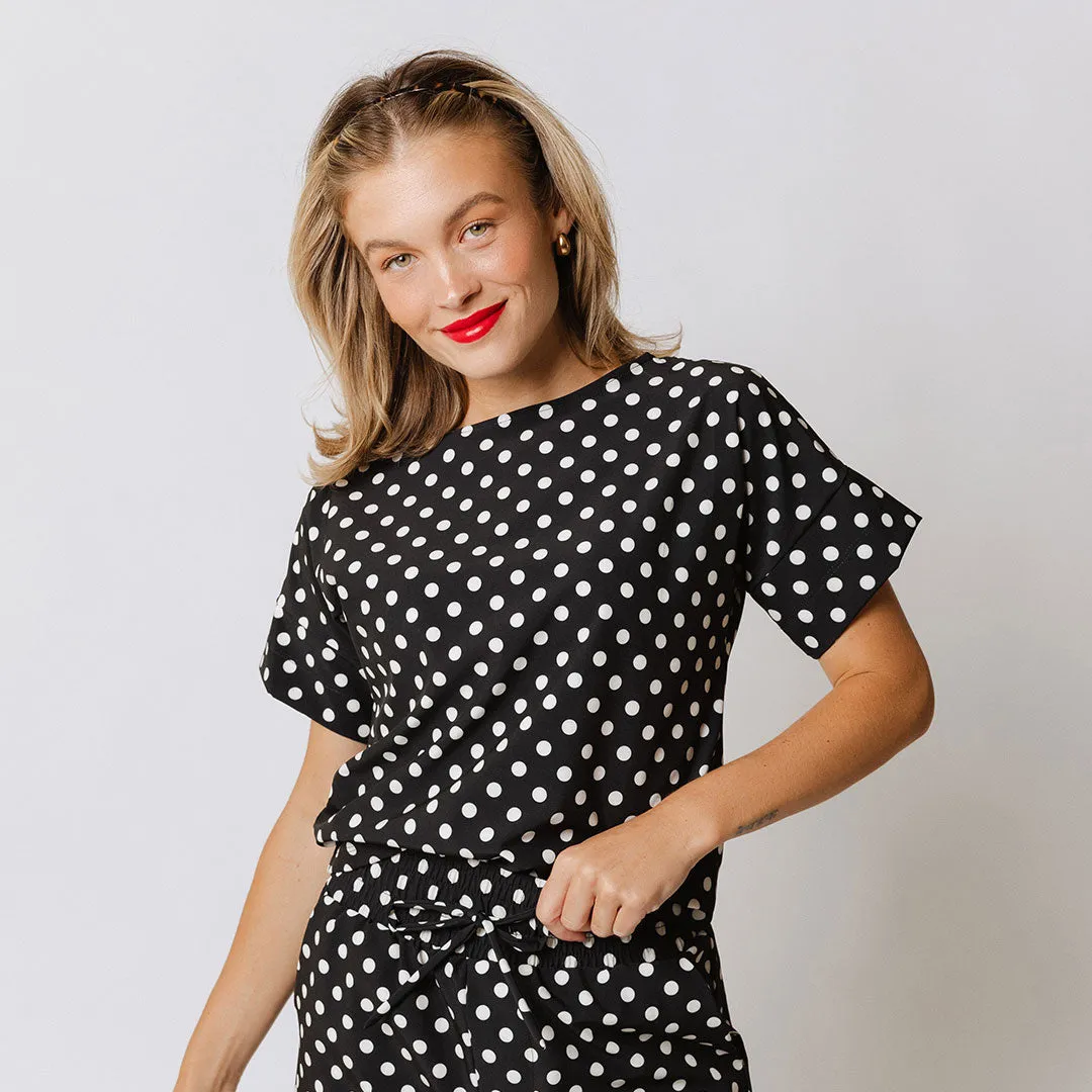 Boss Tee, Black Polka Dot sold by Albion