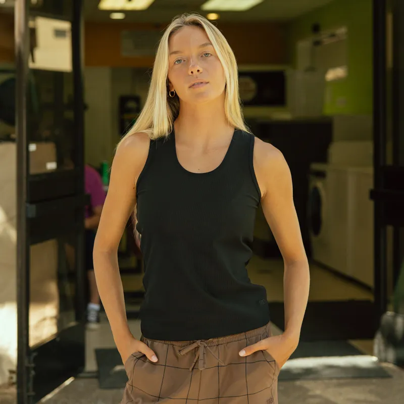 Ribbed Scoop Tank, Black sold by Albion