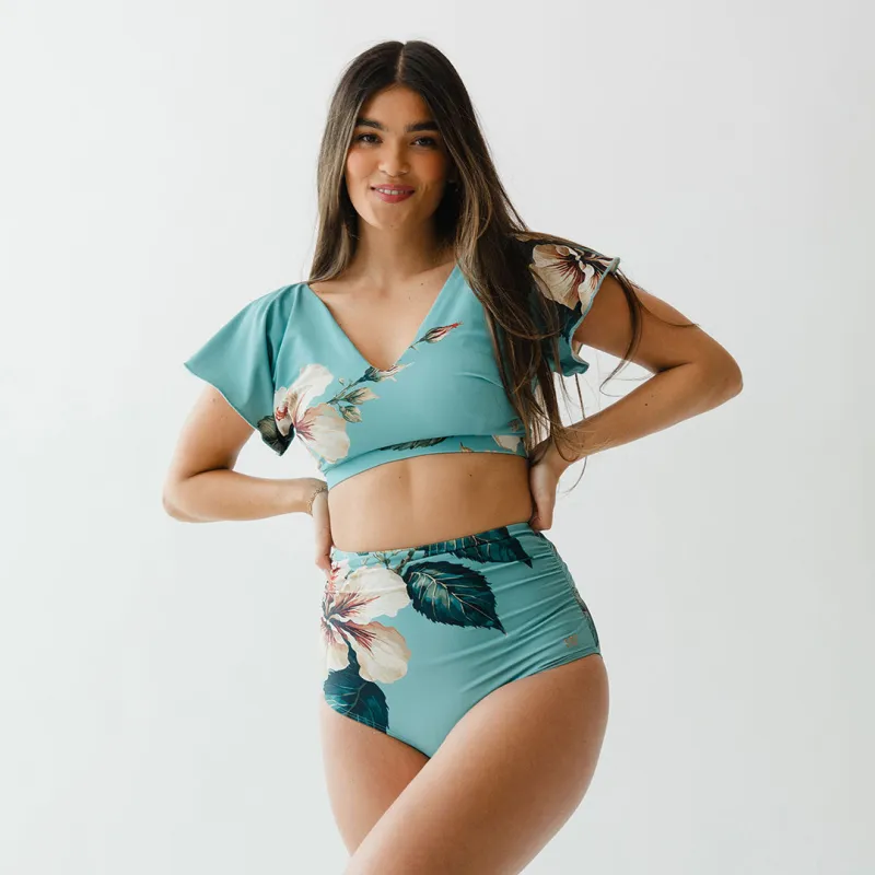 Turquoise Rica Ruched High-Waisted Bottoms sold by Albion