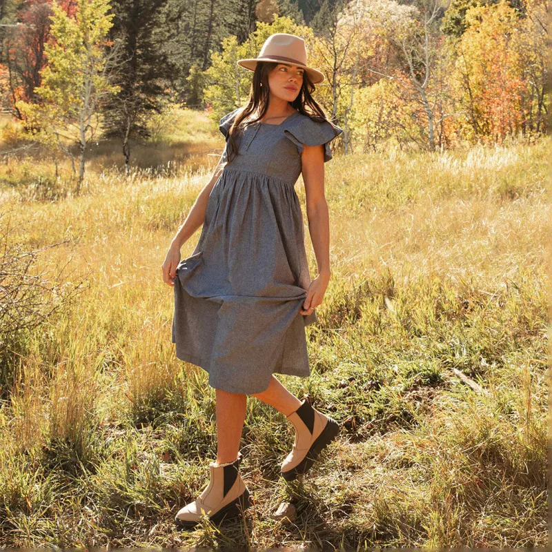 Hailey Maxi Dress, Black Chambray made by Albion