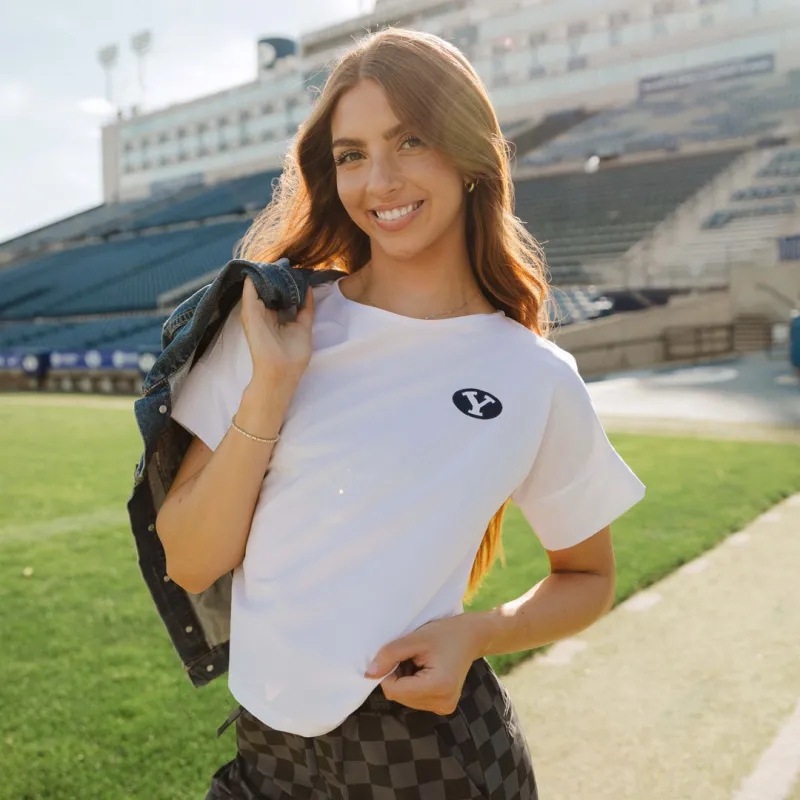 BYU Boss Tee, White sold by Albion