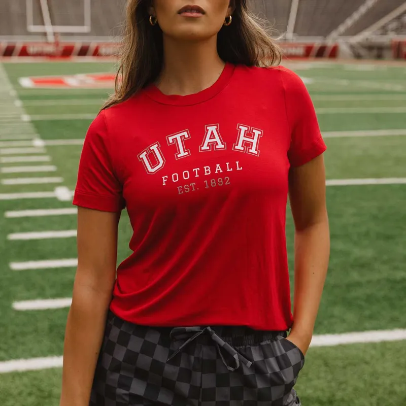 Utah Boyfriend Tee, Red Utah Football sold by Albion