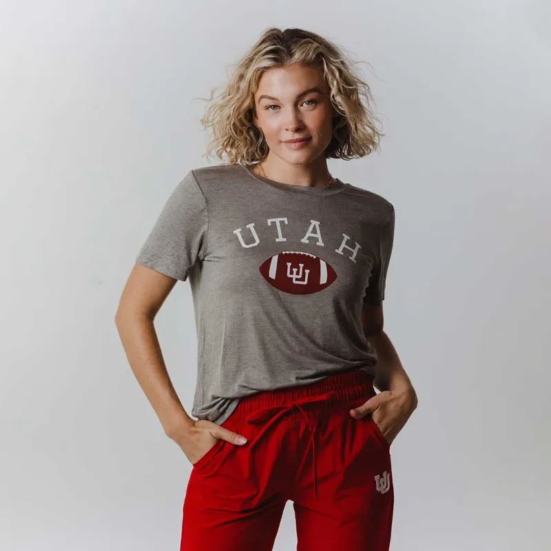 Utah Boyfriend Tee, Grey U of U Football sold by Albion