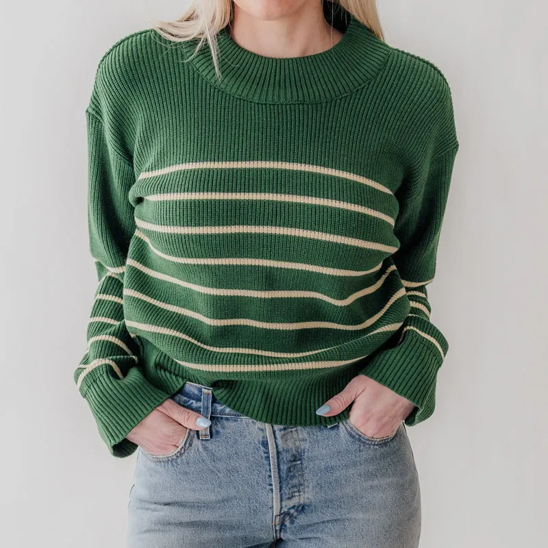 Alpine Knit Sweater, Green Stripe sold by Albion