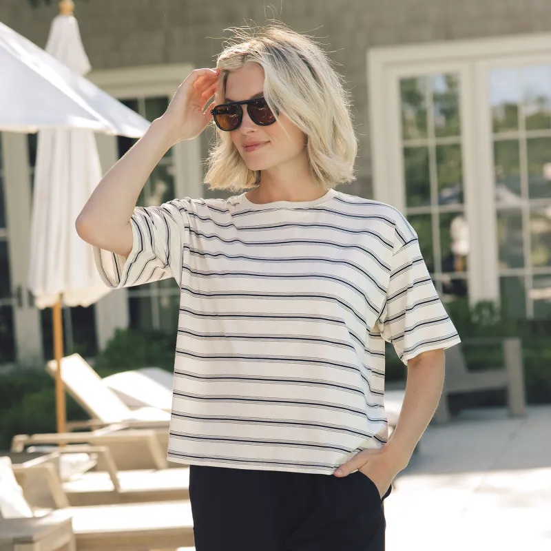 Perfect Oversized Tee, Black and White Stripe made by Albion