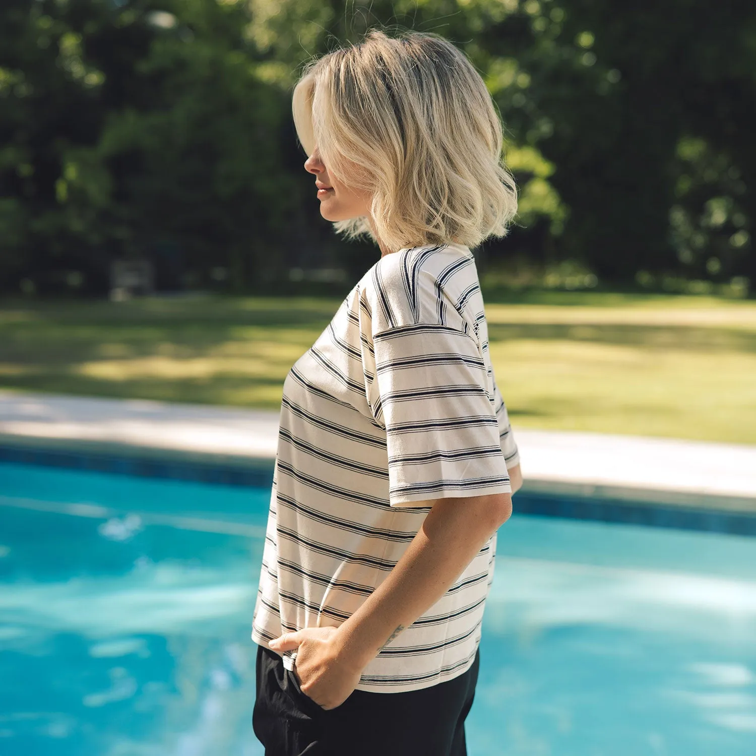 Perfect Oversized Tee, Black and White Stripe sold by Albion product image thumbnail 5