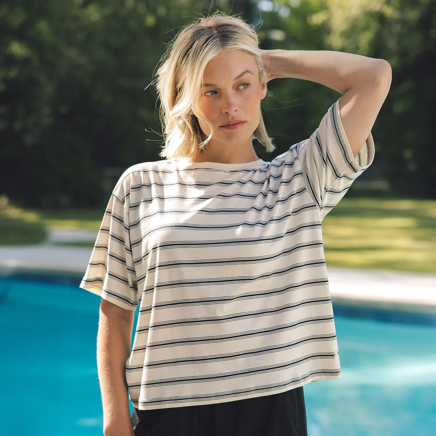 Perfect Oversized Tee, Black and White Stripe sold by Albion product image thumbnail 3