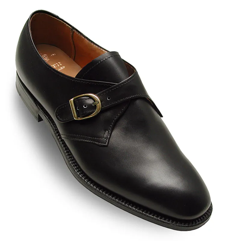 1703 Plain Toe Monk Strap (Black Calfskin) sold by Alden