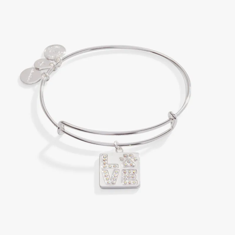 'LOVE' Pave Paw Print Charm Bangle Bracelet sold by Alex and Ani