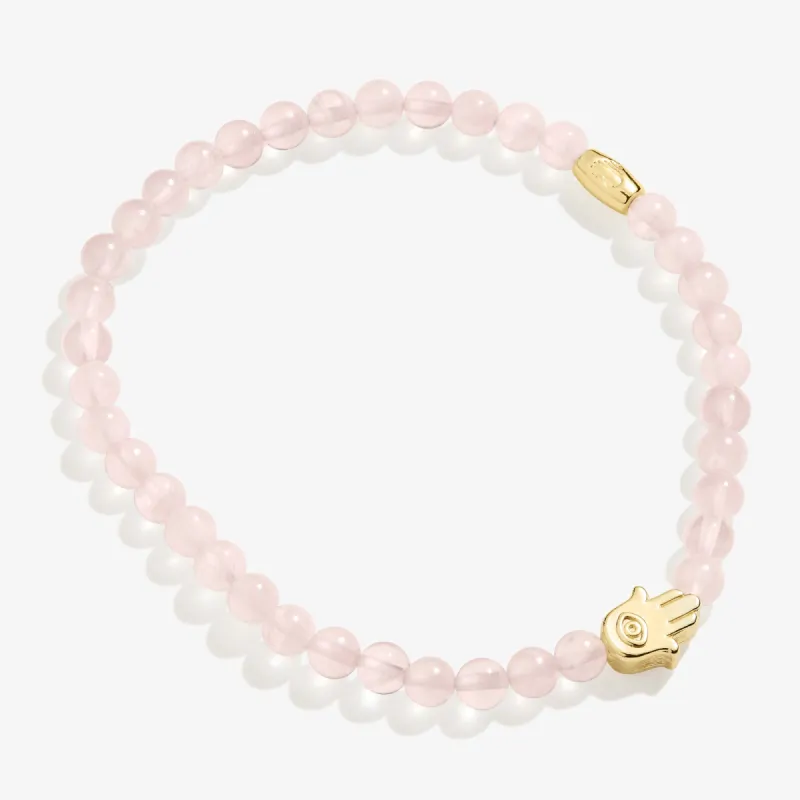Hamsa Rose Quartz Stretch Bracelet for Love sold by Alex and Ani