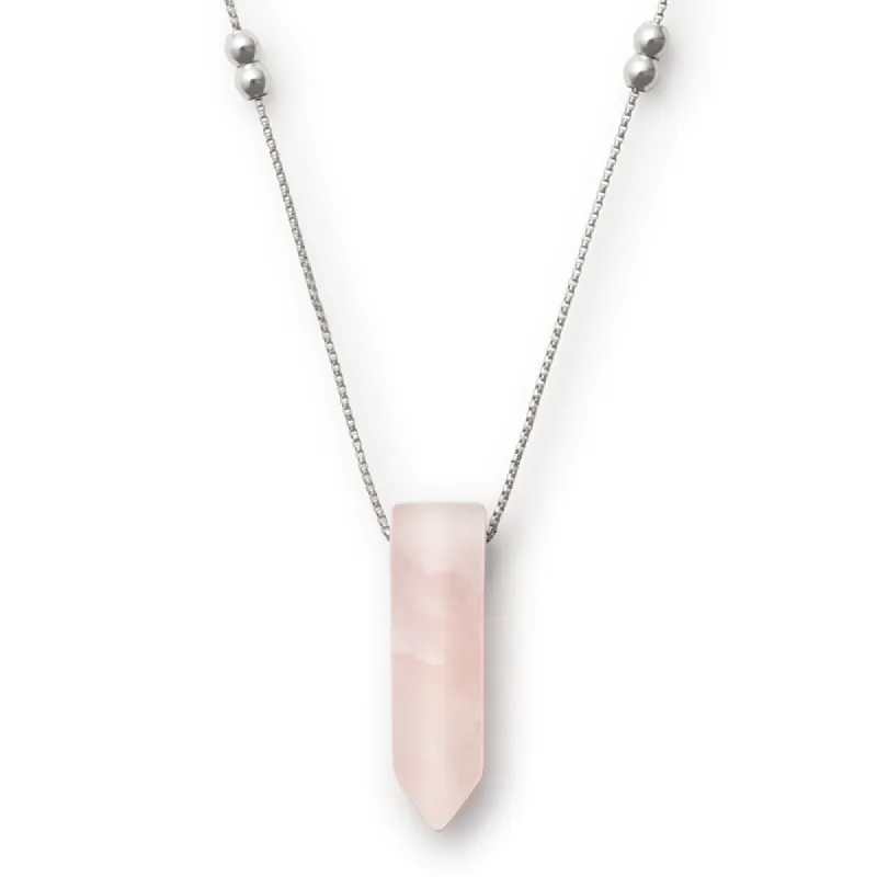 Rose Quartz Pendant Station Bead Necklace sold by Alex and Ani