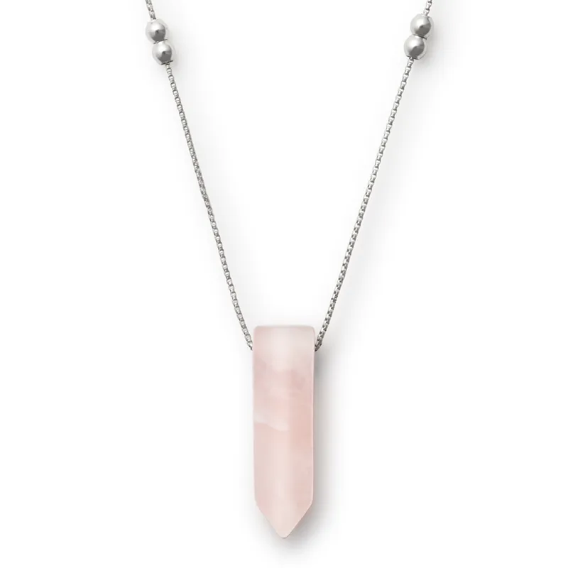 Rose Quartz Pendant Station Bead Necklace sold by Alex and Ani
