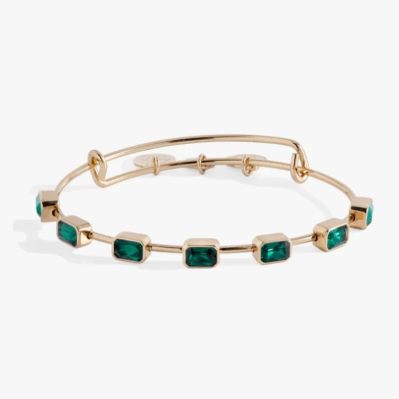 May Birthstone Emerald Cut Bangle sold by Alex and Ani