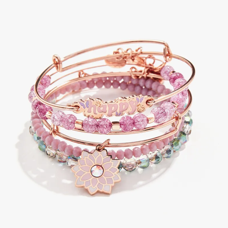Manifest Happiness Charm Bangles, Set of 5 sold by Alex and Ani
