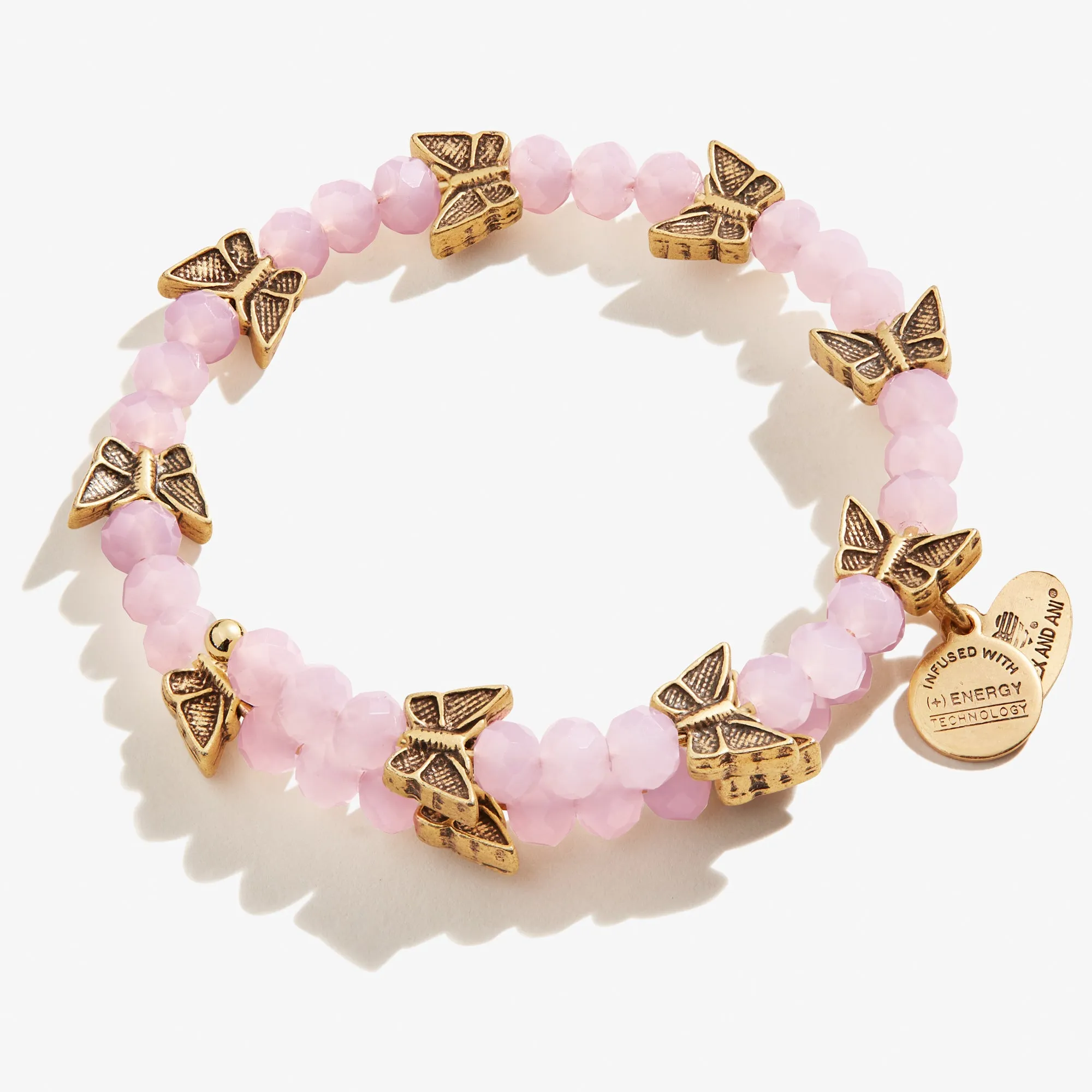 Butterfly Beaded Wrap Bracelet, Peony Pink sold by Alex and Ani