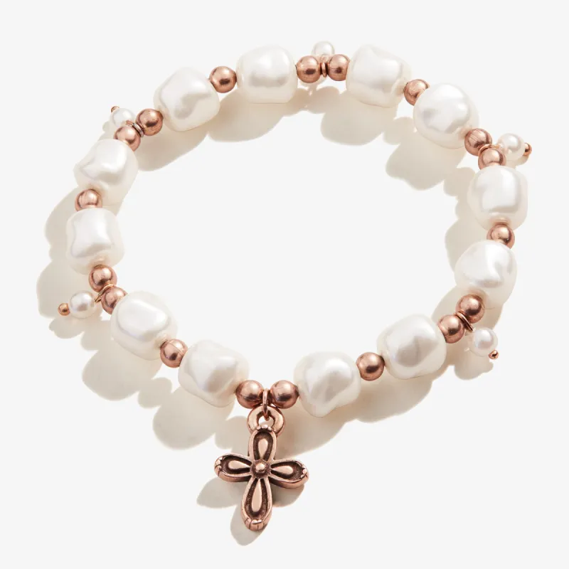Cross Pearl Stretch Bracelet sold by Alex and Ani