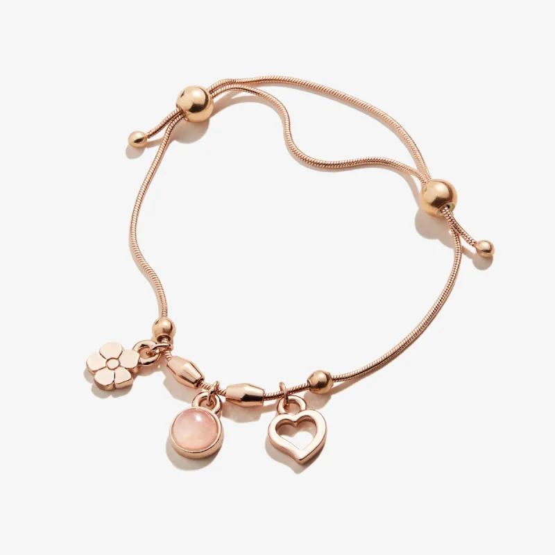 Joy + Love Rose Quartz Pull Chain Charm Bracelet sold by Alex and Ani