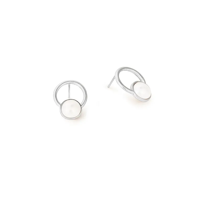 Crystal Pearl Circle Stud Earrings sold by Alex and Ani