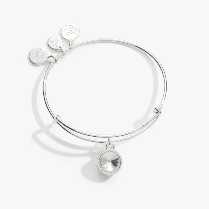 April Clear Crystal Birthstone Charm Bangle sold by Alex and Ani