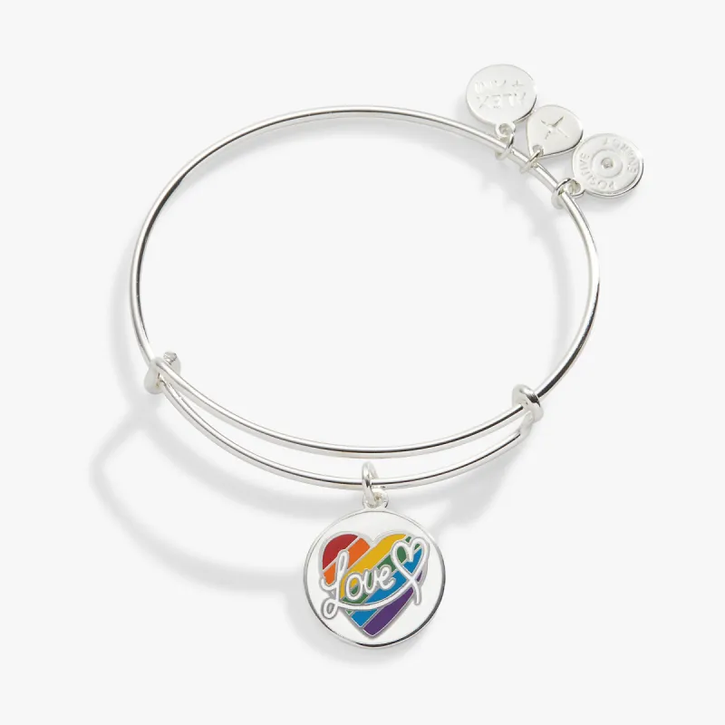 LOVE Rainbow Heart Charm Bangle sold by Alex and Ani