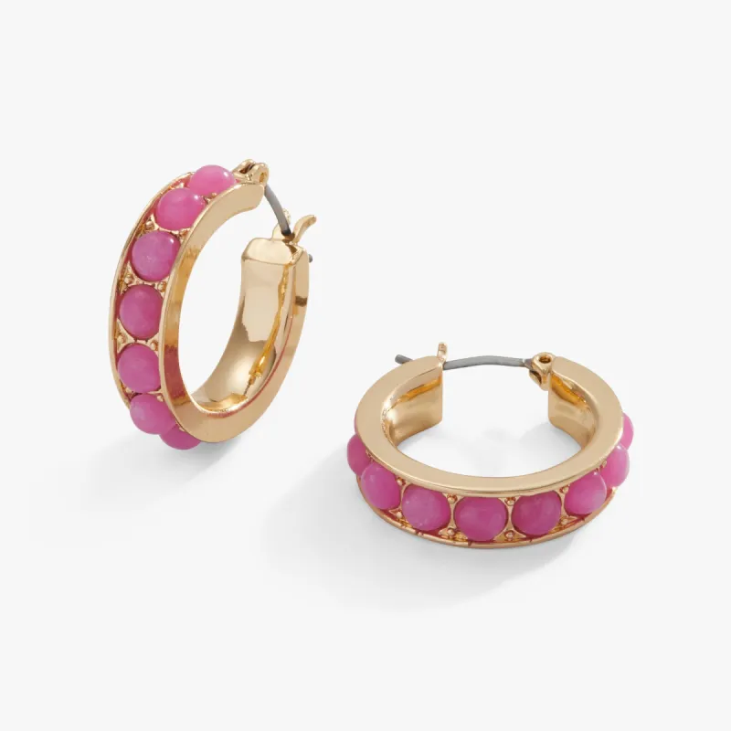 Gemstone Hoop Earrings, Reconstituted Pink Agate sold by Alex and Ani