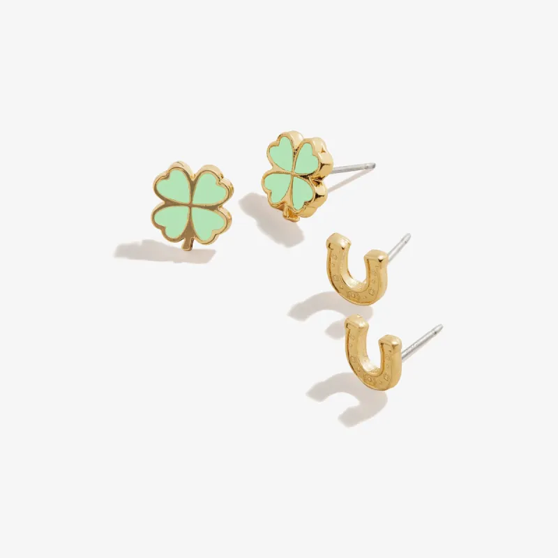 Abundant Blessings Clover + Horseshoe Earrings, Set of 2 sold by Alex and Ani