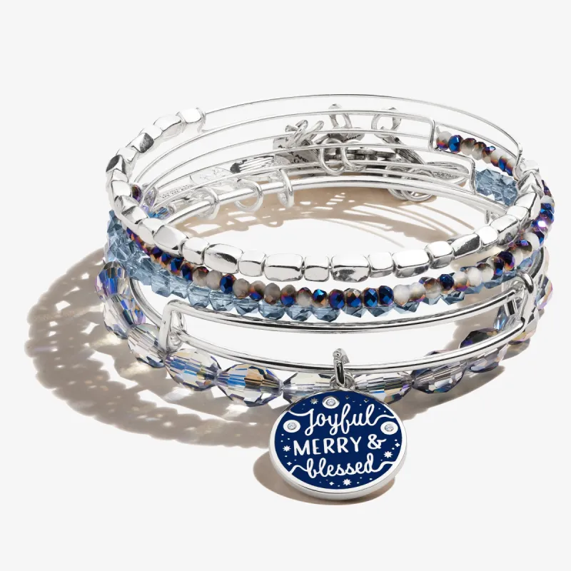 'Joyful, Merry & Blessed' Bracelets, Set of 5 sold by Alex and Ani