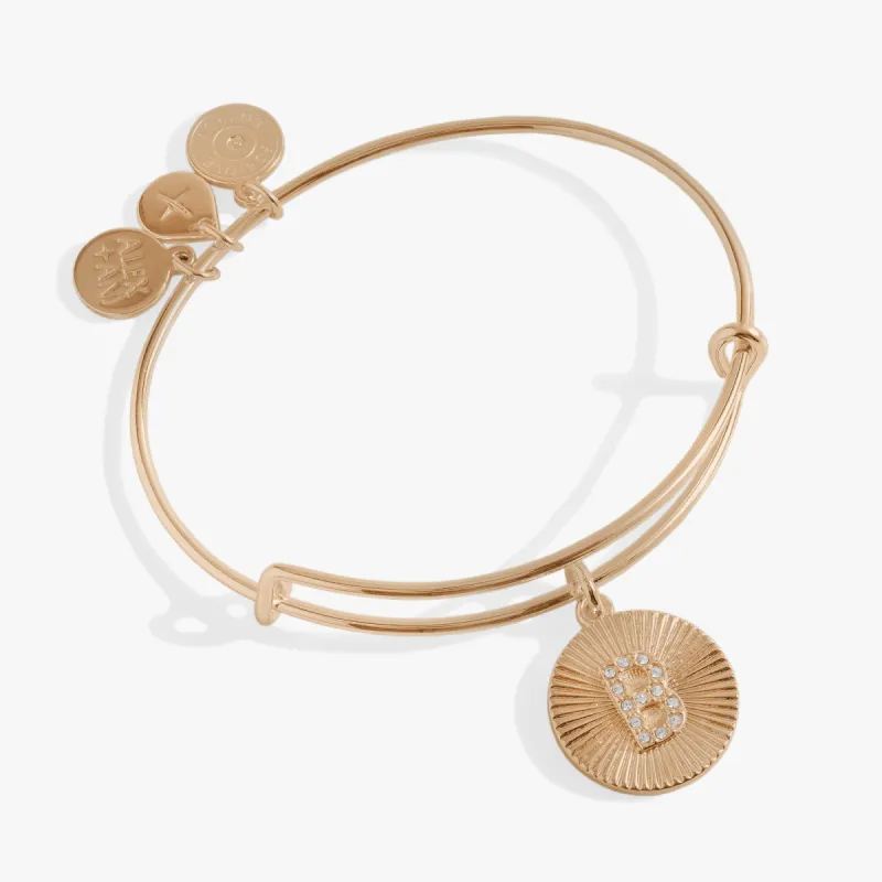 Initial B Pave Starburst Texture Bangle sold by Alex and Ani
