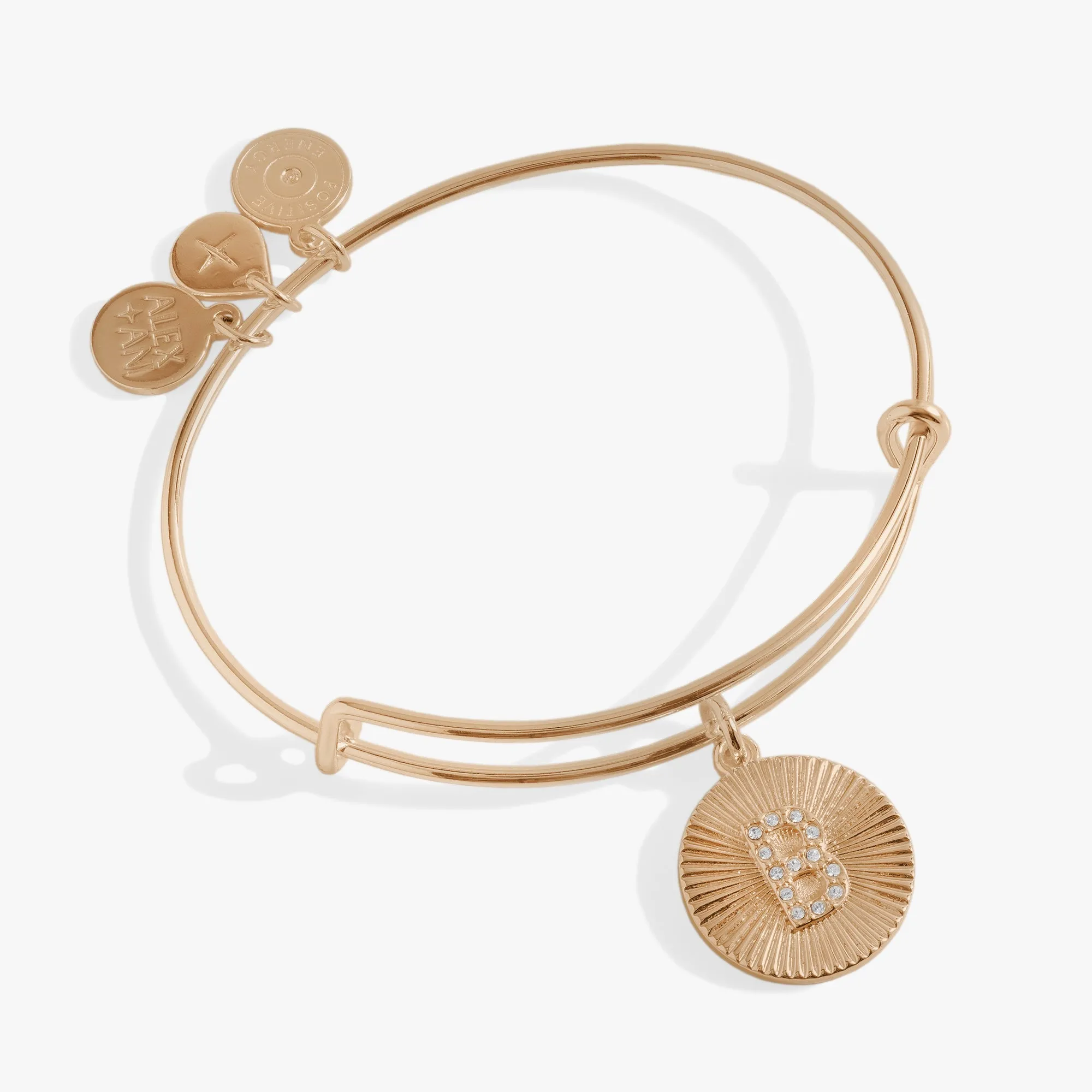 Initial B Pave Starburst Texture Bangle sold by Alex and Ani