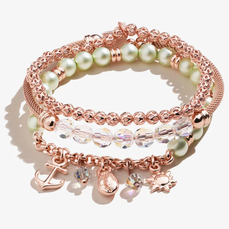 Green Pearl + Sea Charm Bracelets, Set of 3 sold by Alex and Ani
