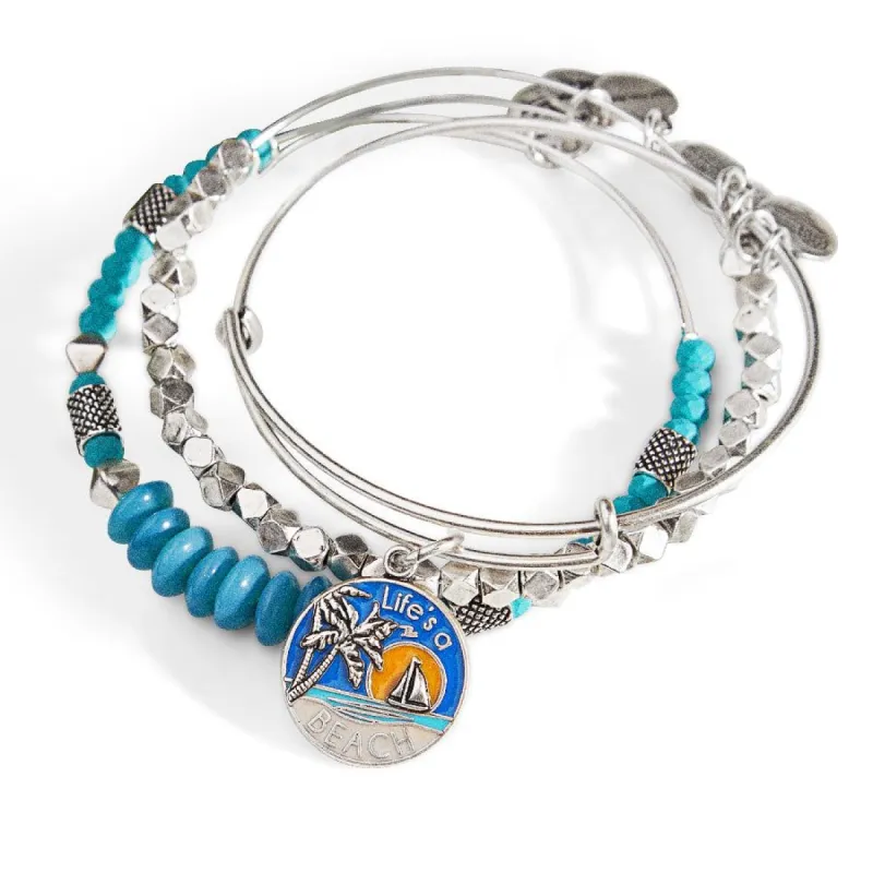 'Life's a Beach' Caribbean Charm Bangle, Set of 3 sold by Alex and Ani